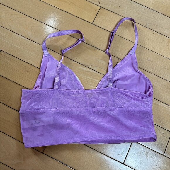 AUDEN Silky Lilac Heart Bralette Crop Top Corset Size Small Mesh back - Picture 4 of 6